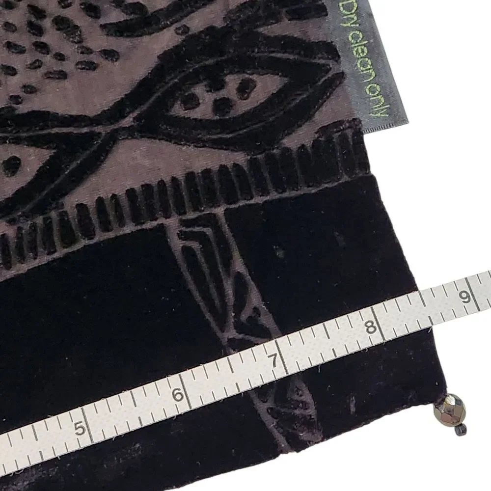 Vintage 90s Susan Unger Silk Velvet Burnout Scarf Chocolate Brown Quiet Luxury